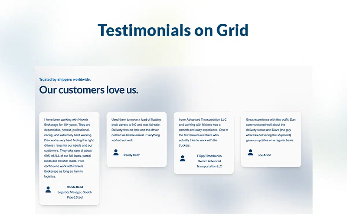 Graphic previewing the testimonial component.