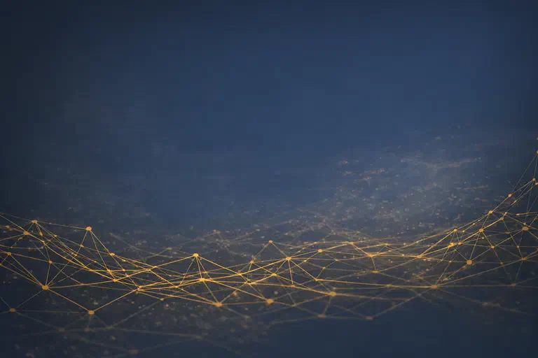 Abstract gold freight network over a dark navy background. Abstract gold freight network over a dark navy background.